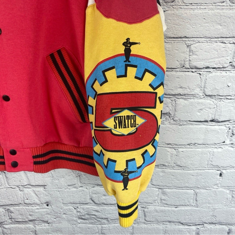 SWATCH 90’s Varsity Jacket Pink & Yellow Vintage Small Not So Big‎ - Picture 2 of 11